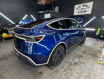 blue tesla, taped out ready for a coating