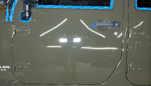 photo of a military green jeep after application of Icon Rocklear